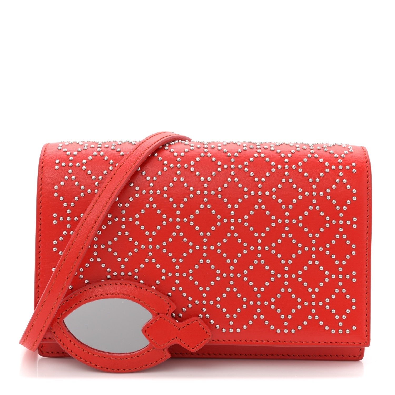 Calfskin Arabesque Studded Franca Crossbody Piment