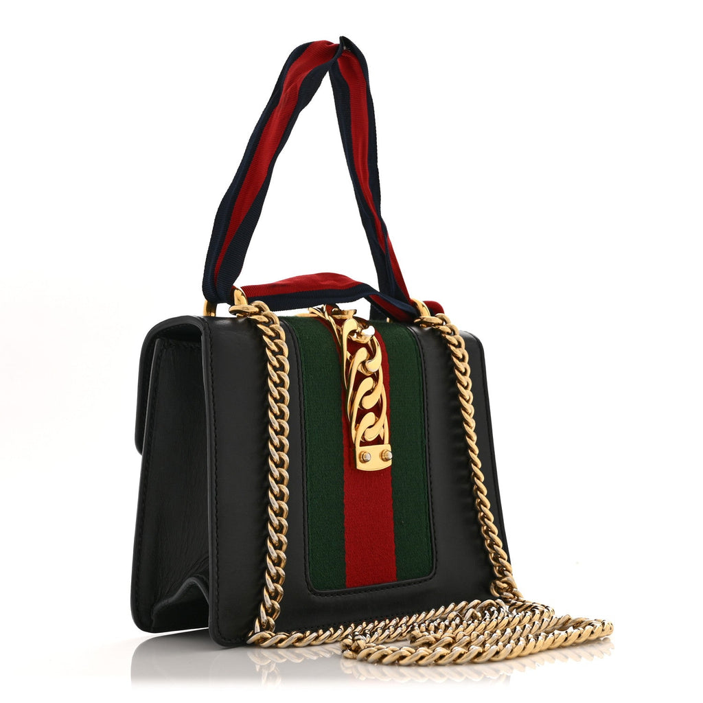 Calfskin Mini Sylvie Chain Shoulder Bag Black