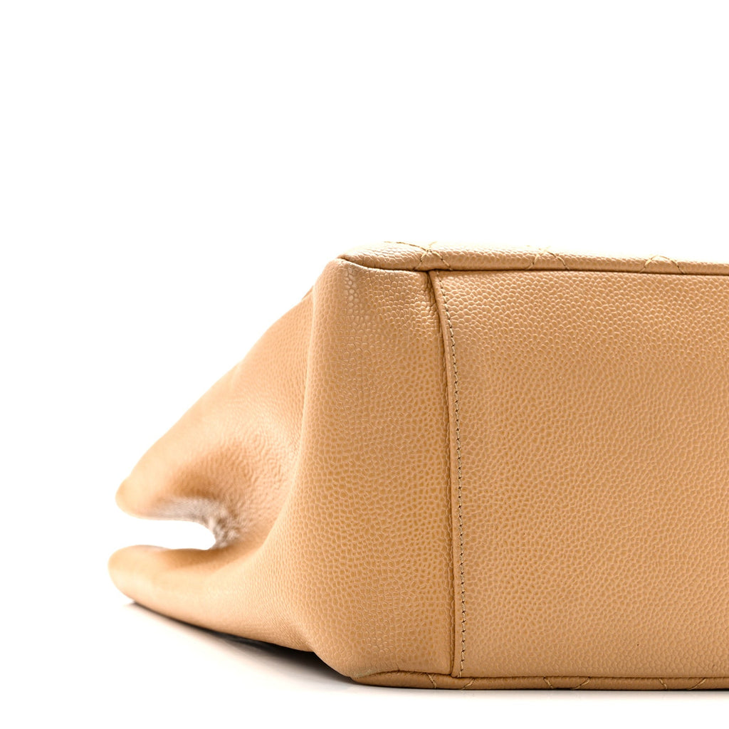 Caviar Quilted Grand Shopping Tote GST Dark Beige