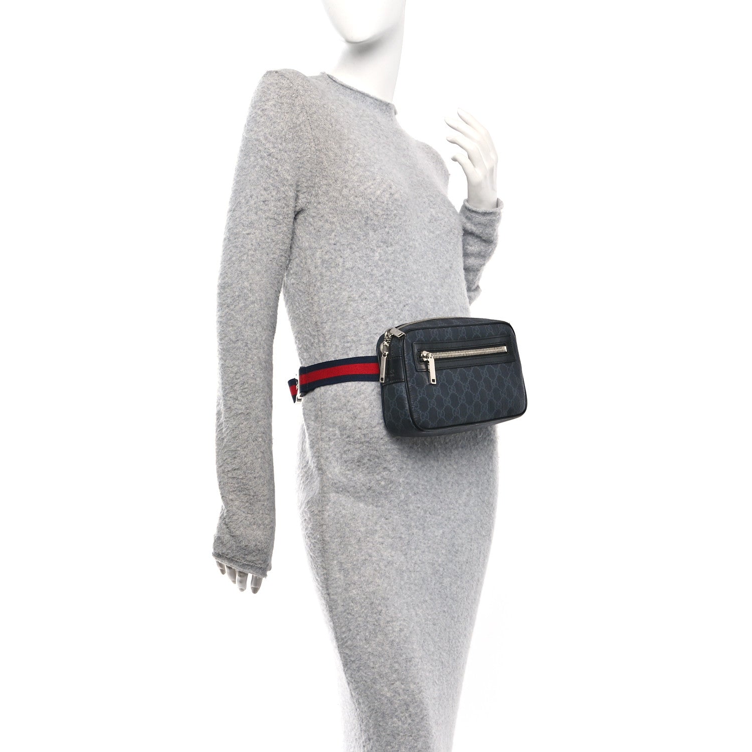 Soft GG Supreme Monogram Web Belt Bag Black Grey