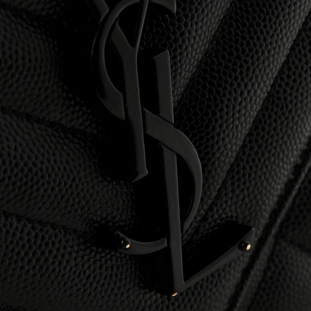 Grain De Poudre Textured Mixed Matelasse Triquilt Medium Monogram Monochrome Satchel Black