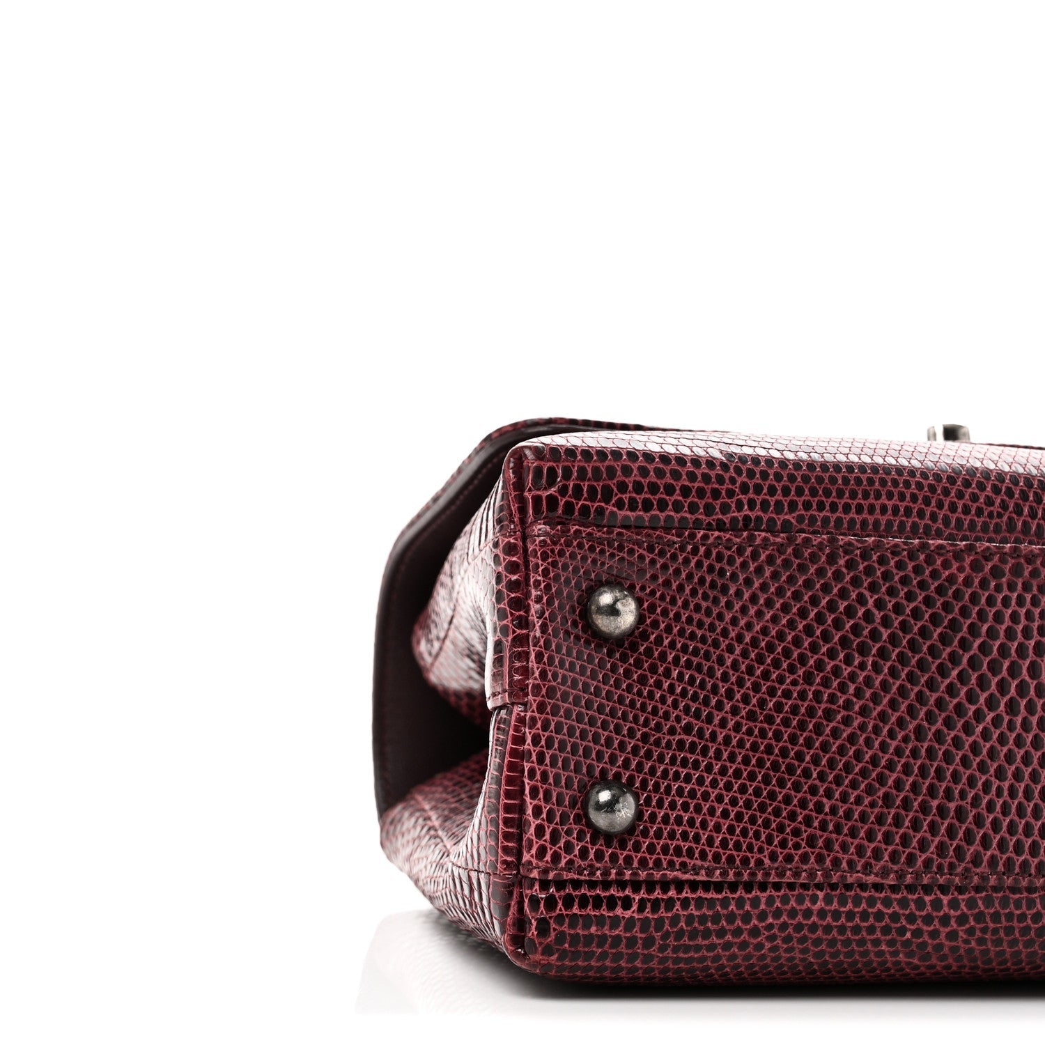 Lizard Mini Coco Handle Flap Burgundy