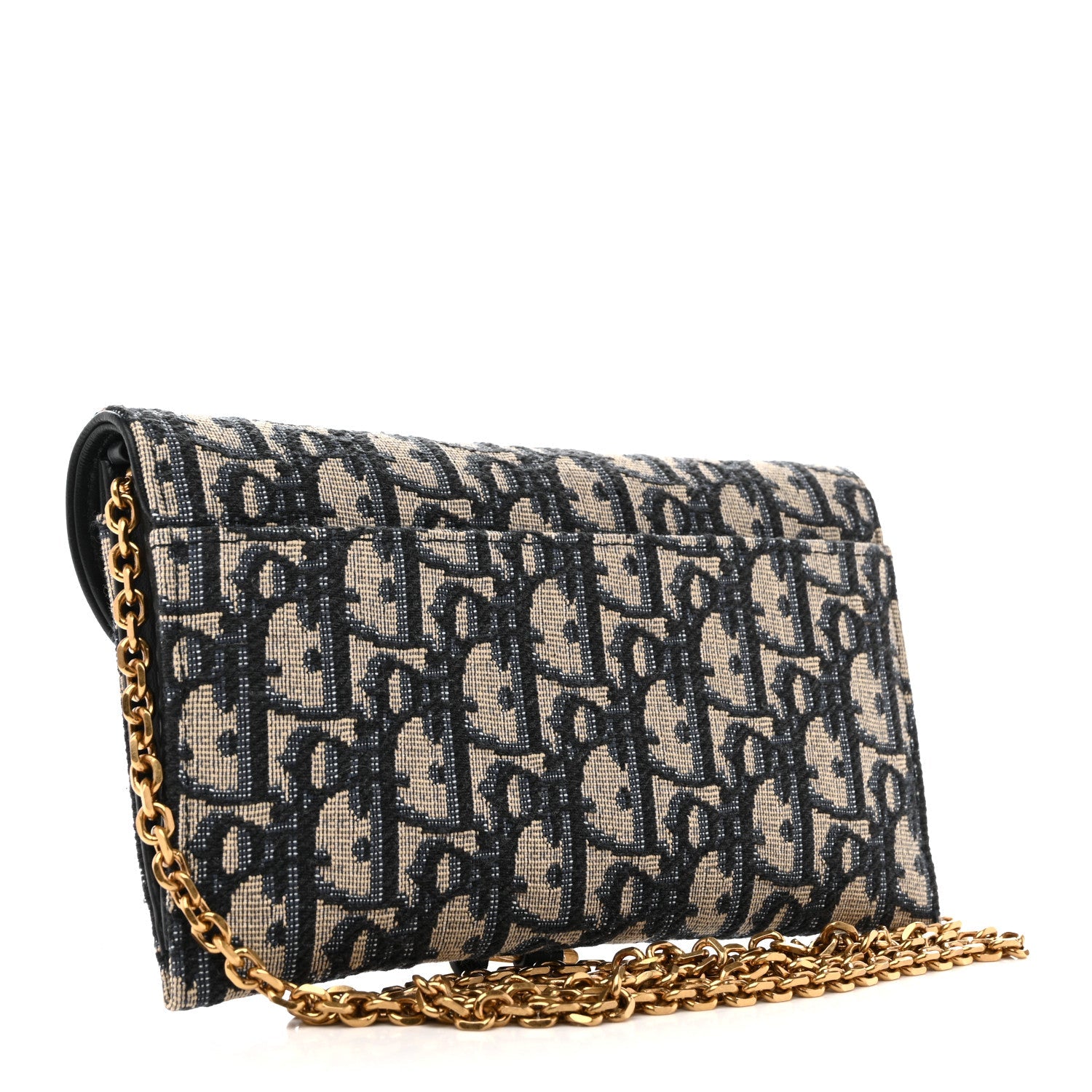 Oblique Saddle Chain Long Wallet Blue