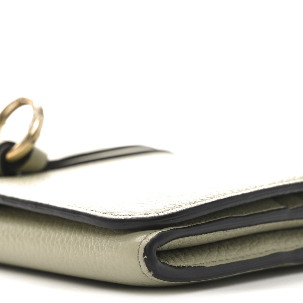 Calfskin Alphabet Long Wallet Sage