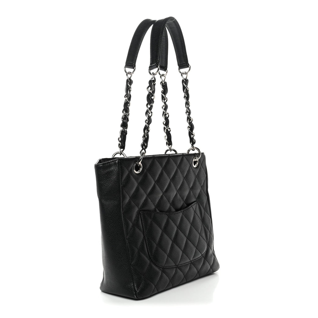 Caviar Quilted Petit Shopping Tote PST Black