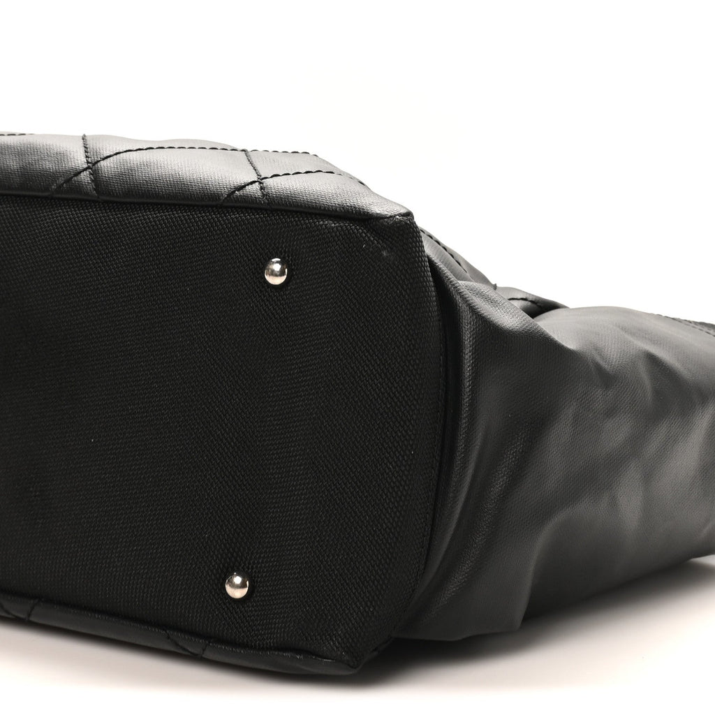 Coated Canvas Quilted Large Paris Biarritz Tote Black