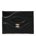 Shiny Crumpled Calfskin Quilted 31  Holder Black