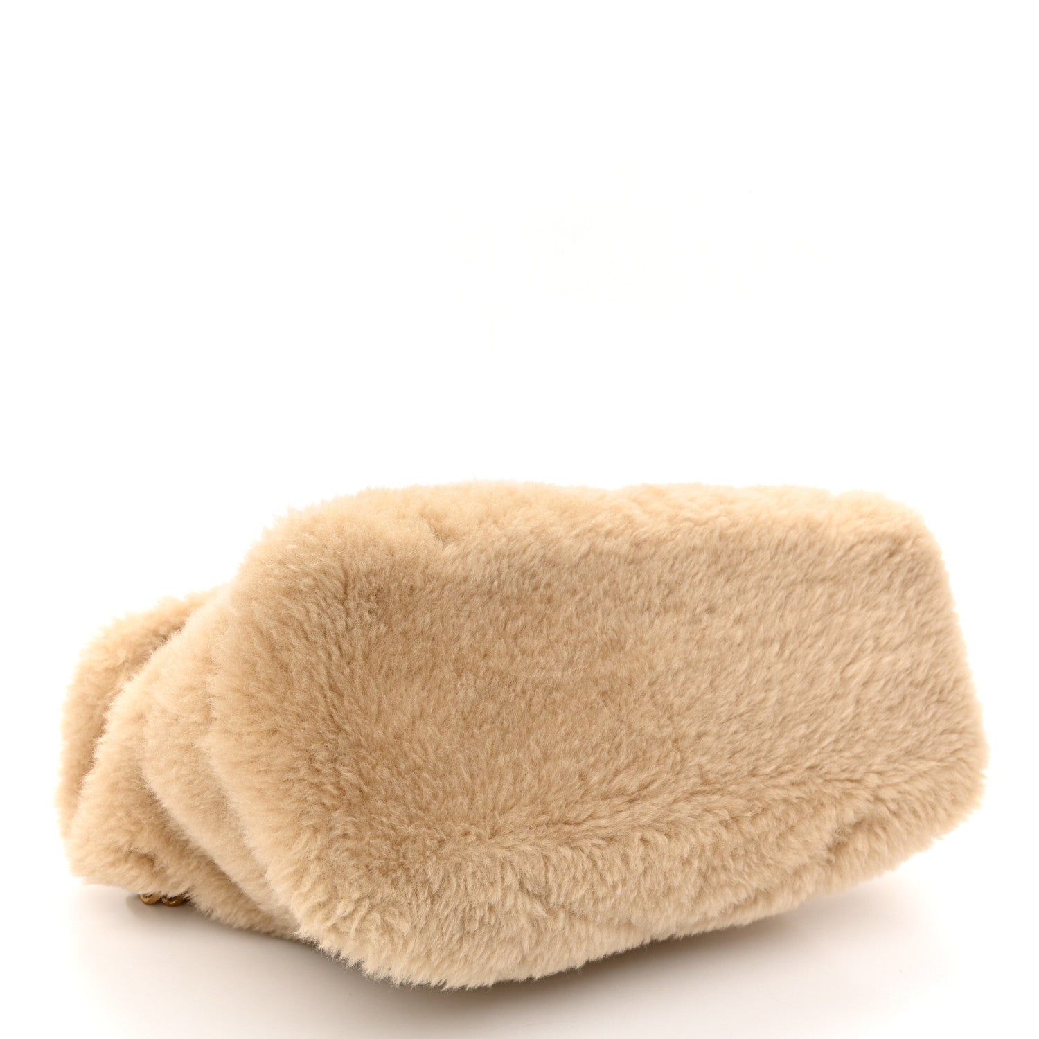 Merino Shearling Lambskin Quilted Small Loulou Puffer Monogram Chain Satchel Natural Beige