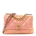 Iridescent Calfskin Quilted Medium Chanel 19 Flap Pink
