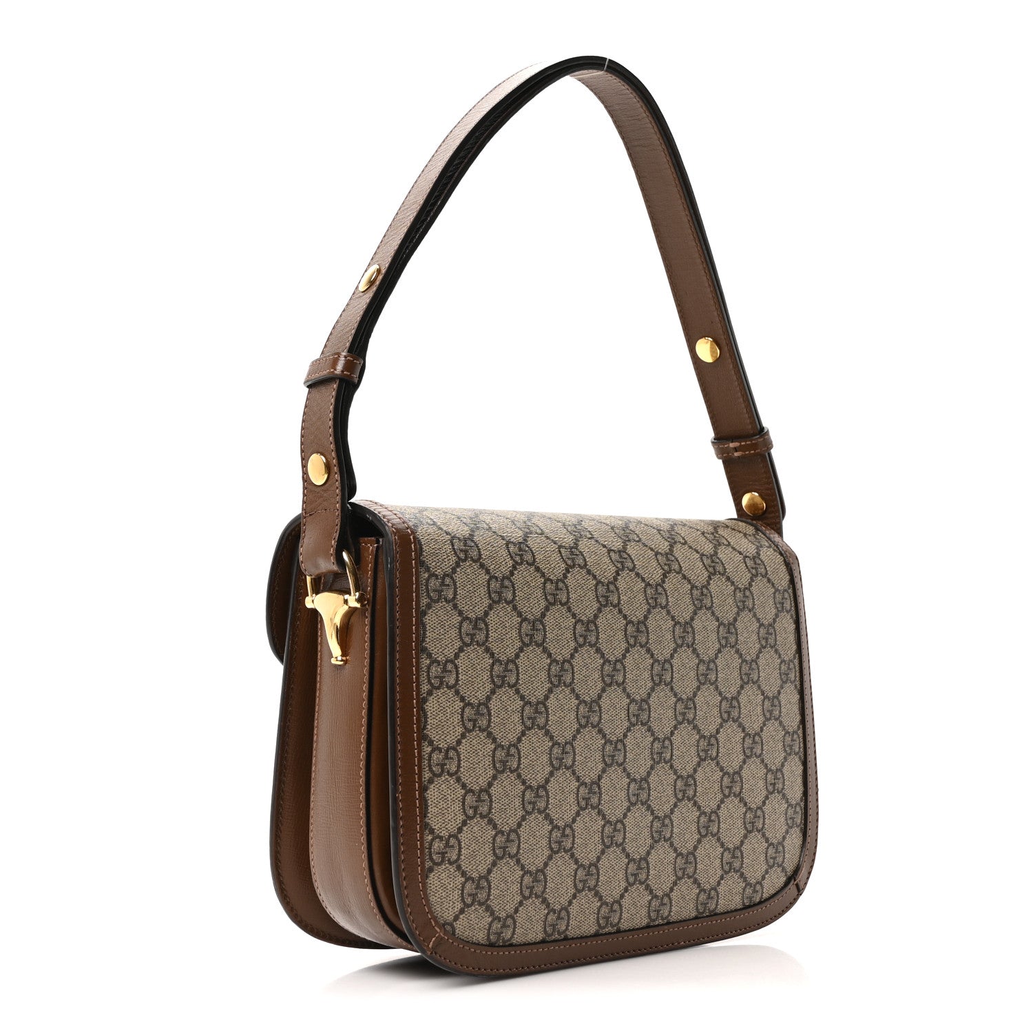GG Supreme Monogram Horsebit 1955 Shoulder Bag Beige Brown Sugar