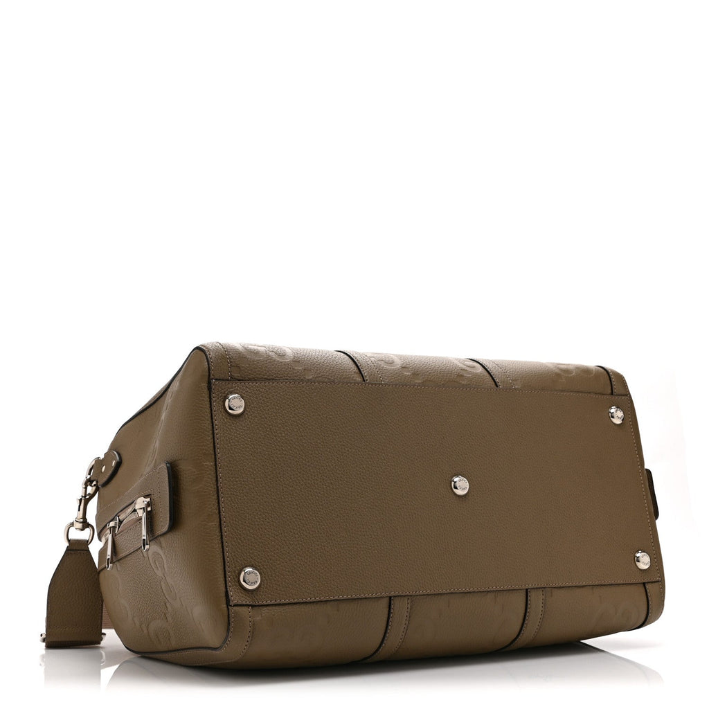 Piuma Calfskin Jumbo GG Embossed Large Duffle Bag Good Taupe