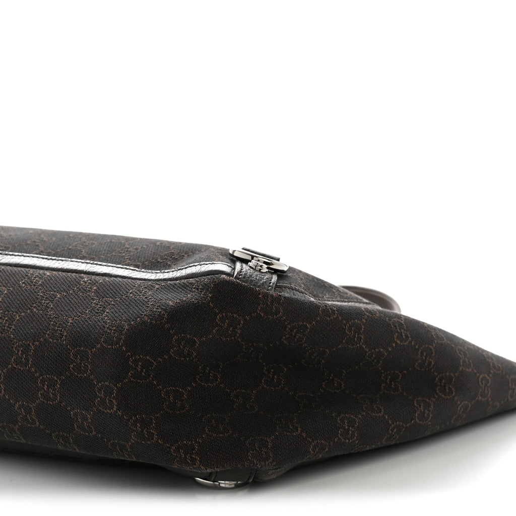 Denim Monogram Large Abbey Tote Dark Brown