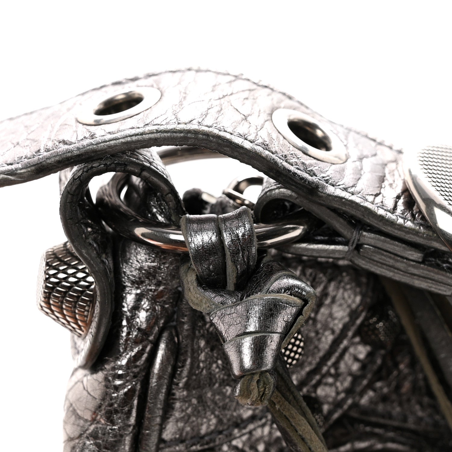 Metallic Agneau Arena Le Cagole Shoulder Bag XS Silver