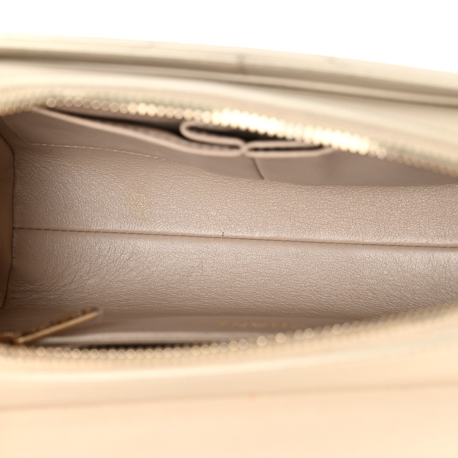 Calfskin Chevron Quilted Large Medal Flap Light Beige
