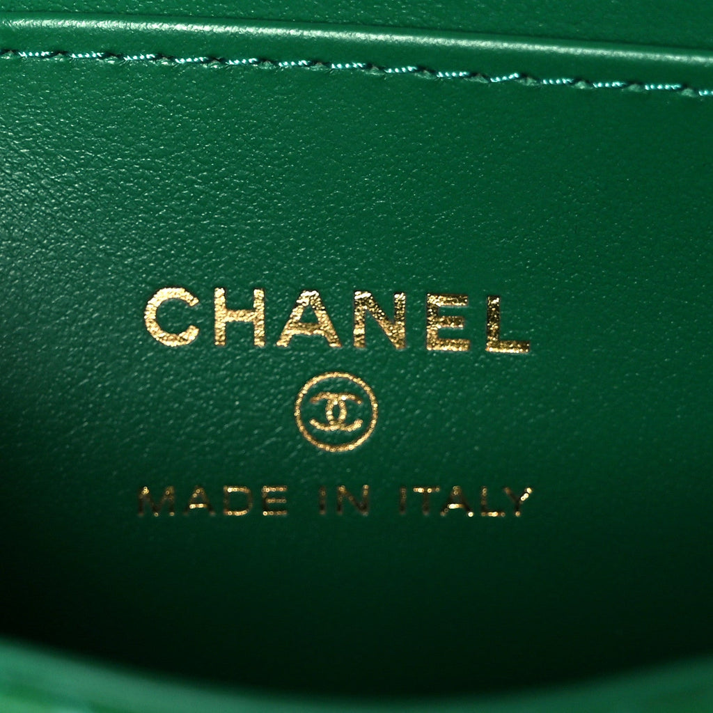 Shiny Aged Calfskin Quilted Mini Nano Kelly Shopper Green