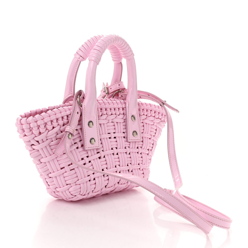 Faux Calfskin Braided Varnished XXS Bistro Basket Candy Pink