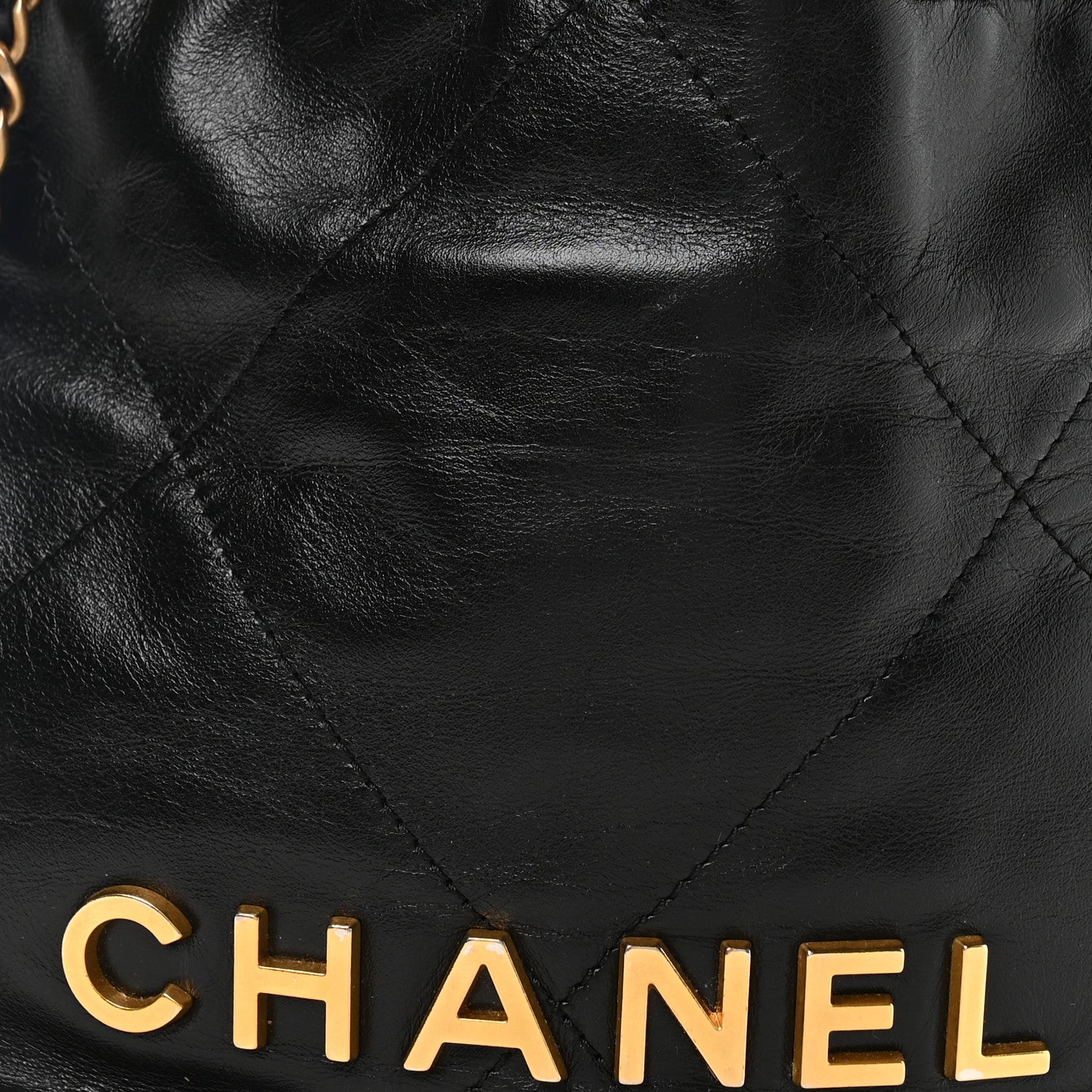 Shiny Calfskin Quilted Mini Chanel 22 Black
