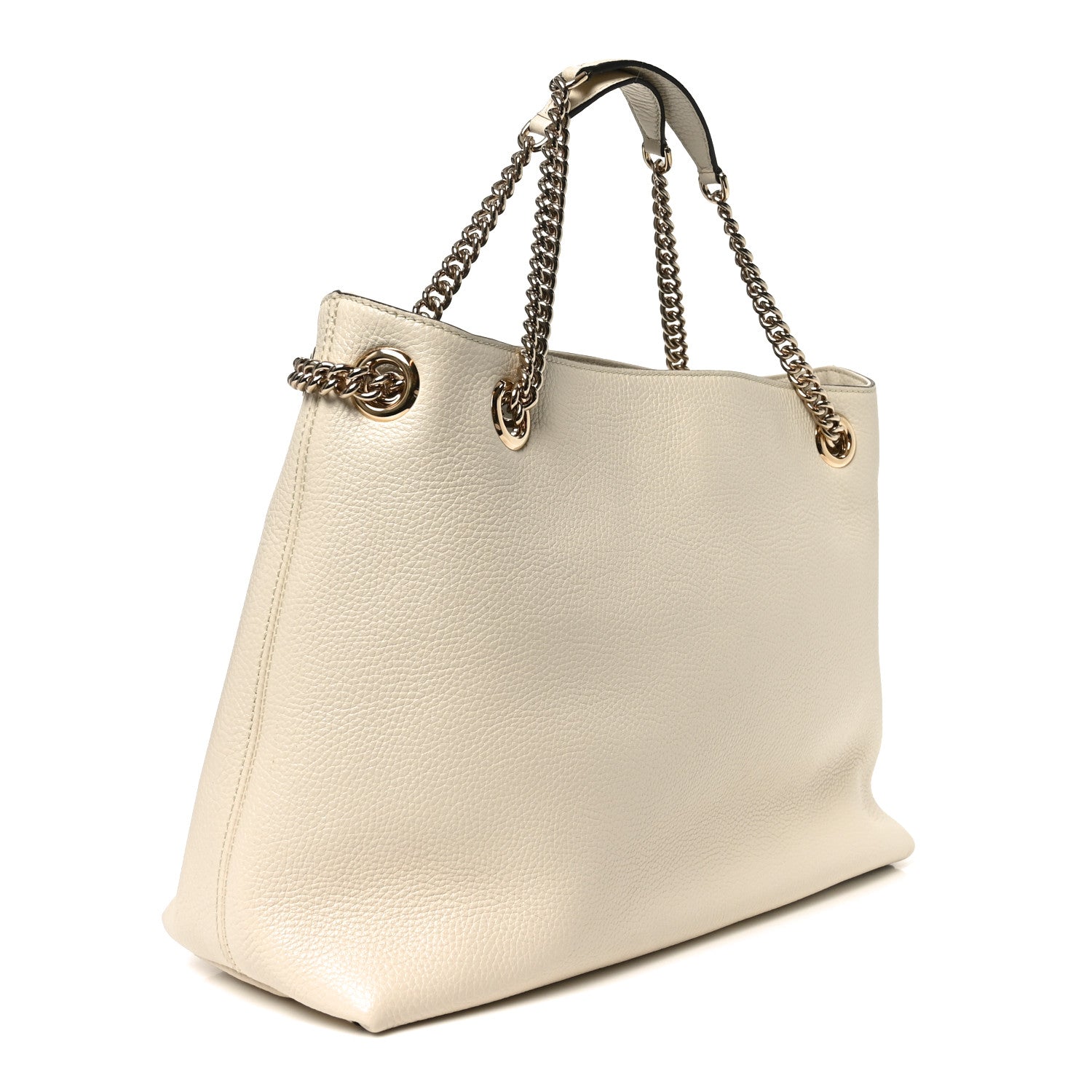Pebbled Calfskin Medium Soho Chain Shoulder Bag Off White