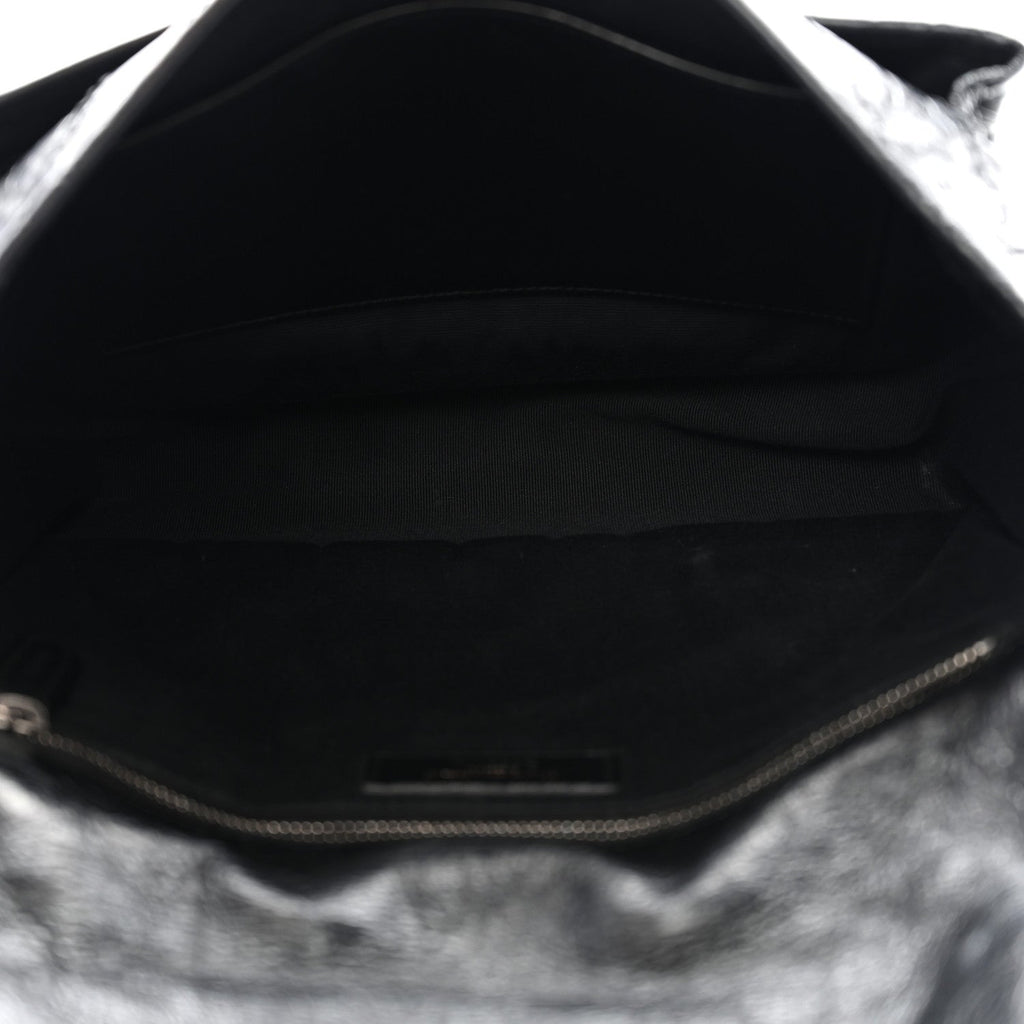 Crinkled Calfskin Matelasse Monogram Medium Niki Chain Satchel Black