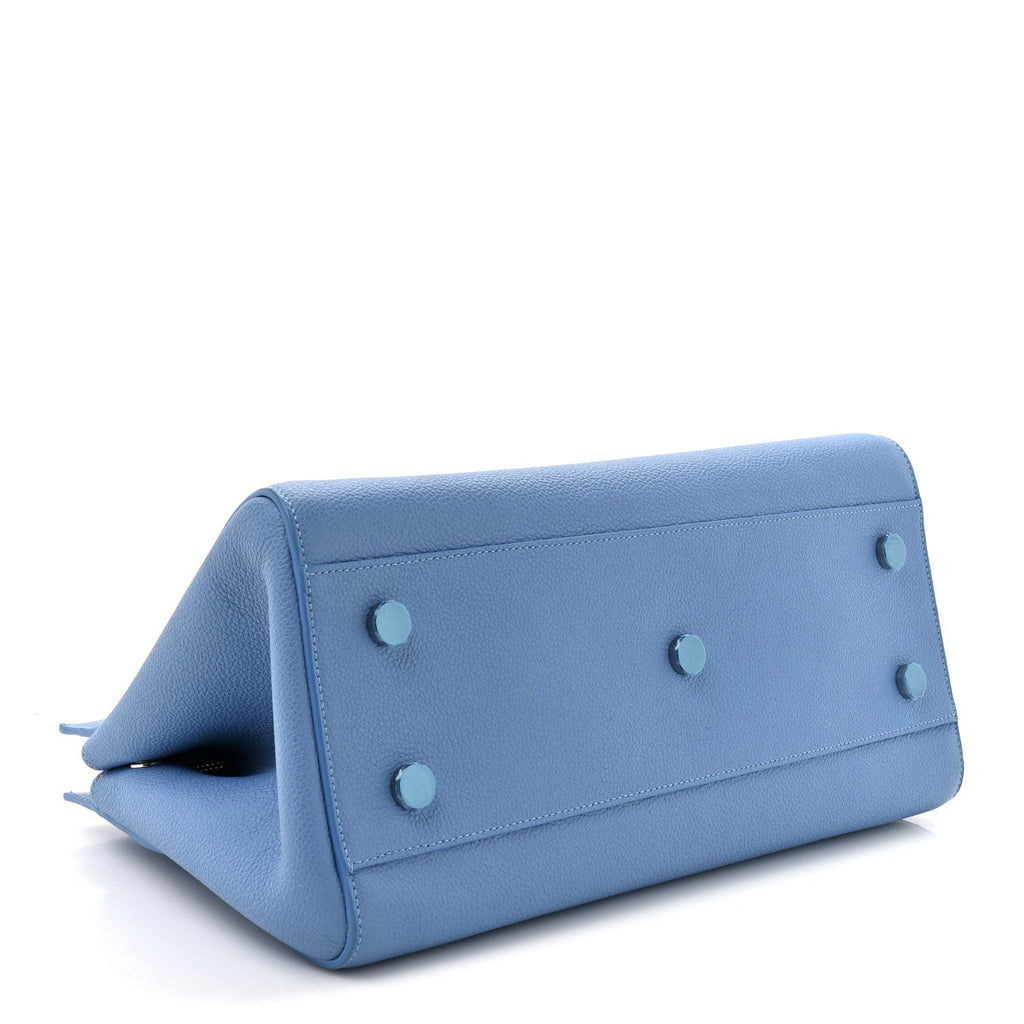 Grained Calfskin Small Rive Gauche Cabas Blue Clair