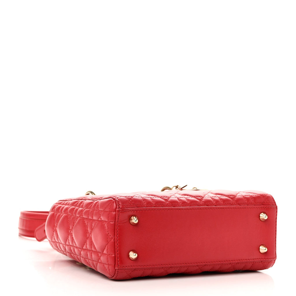 Lambskin Cannage Small Lucky Badges My Lady Dior Red