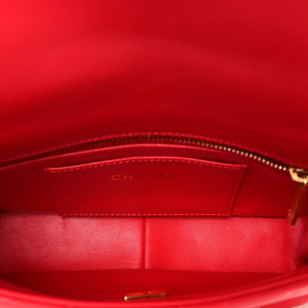 Lambskin Quilted Small Flap Red