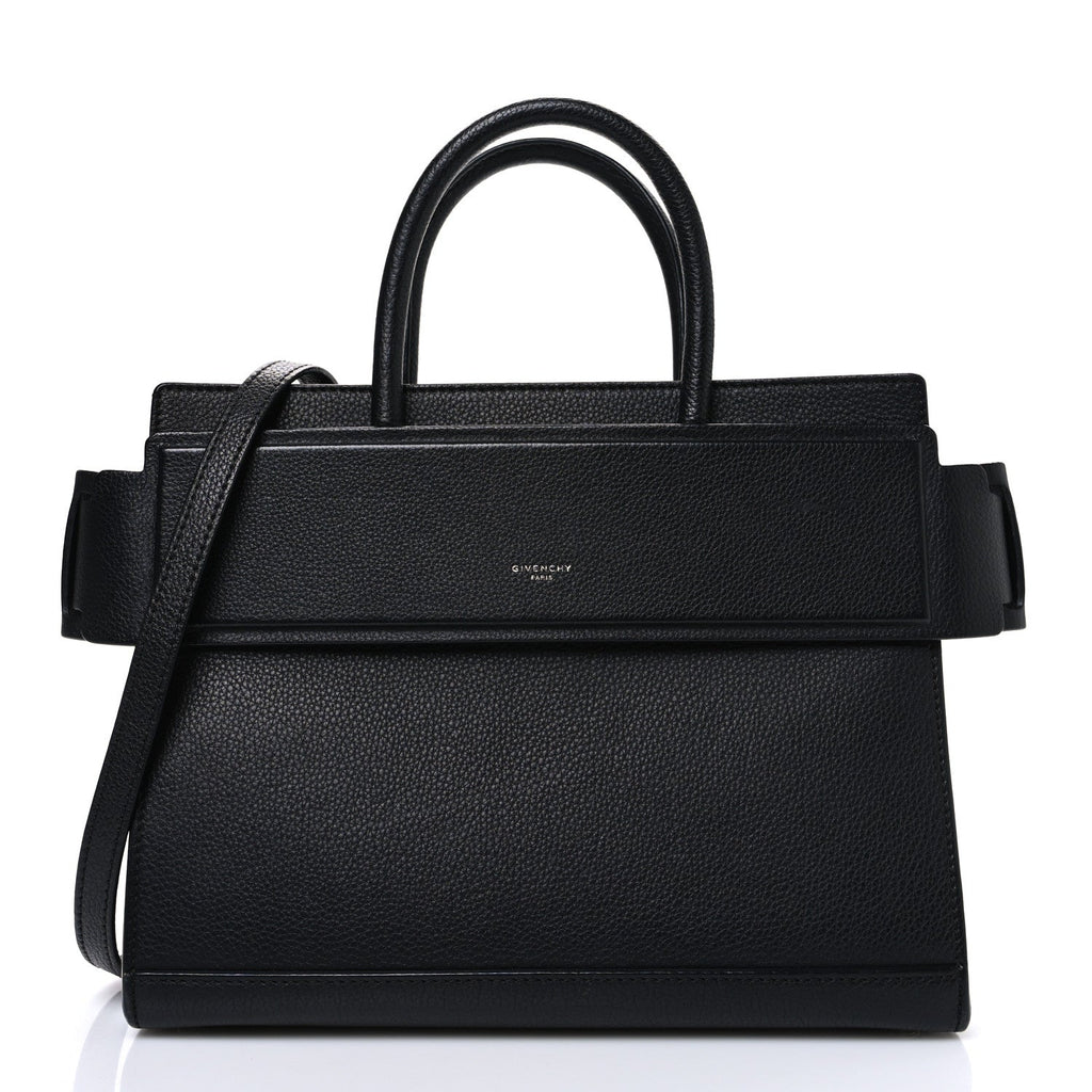 Grained Calfskin Small Horizon Satchel Black