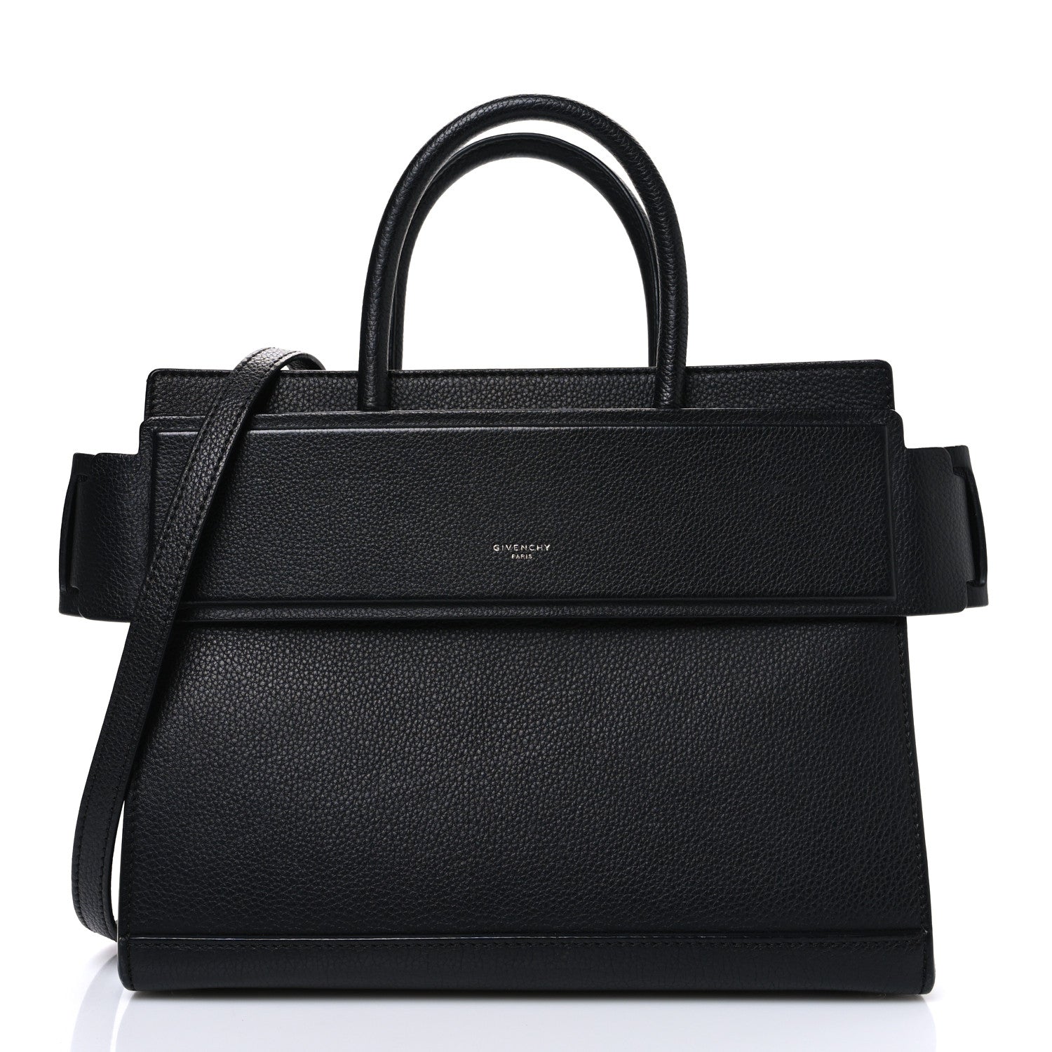 Grained Calfskin Small Horizon Satchel Black
