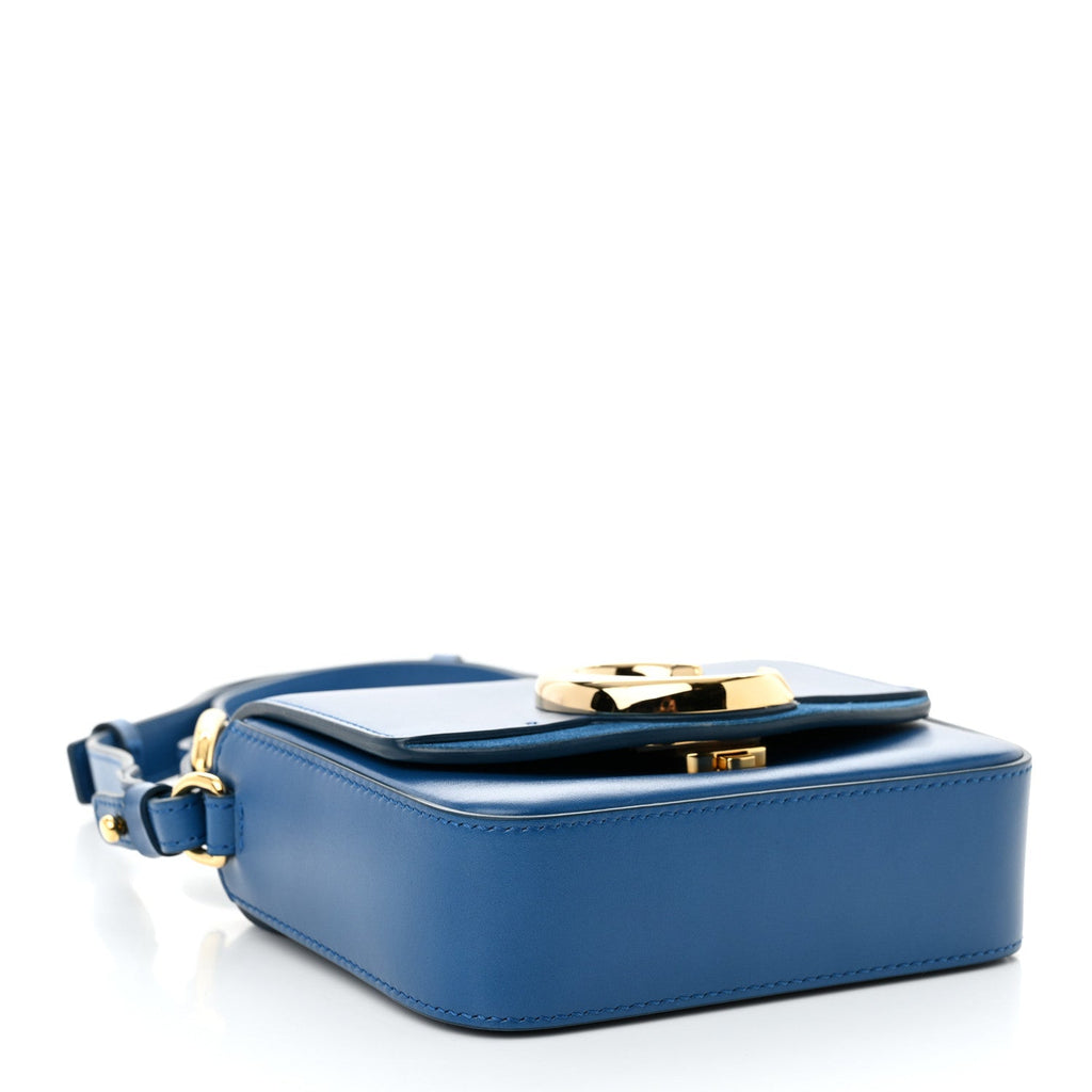 Shiny Calfskin Suede Mini C Bag Smoky Blue