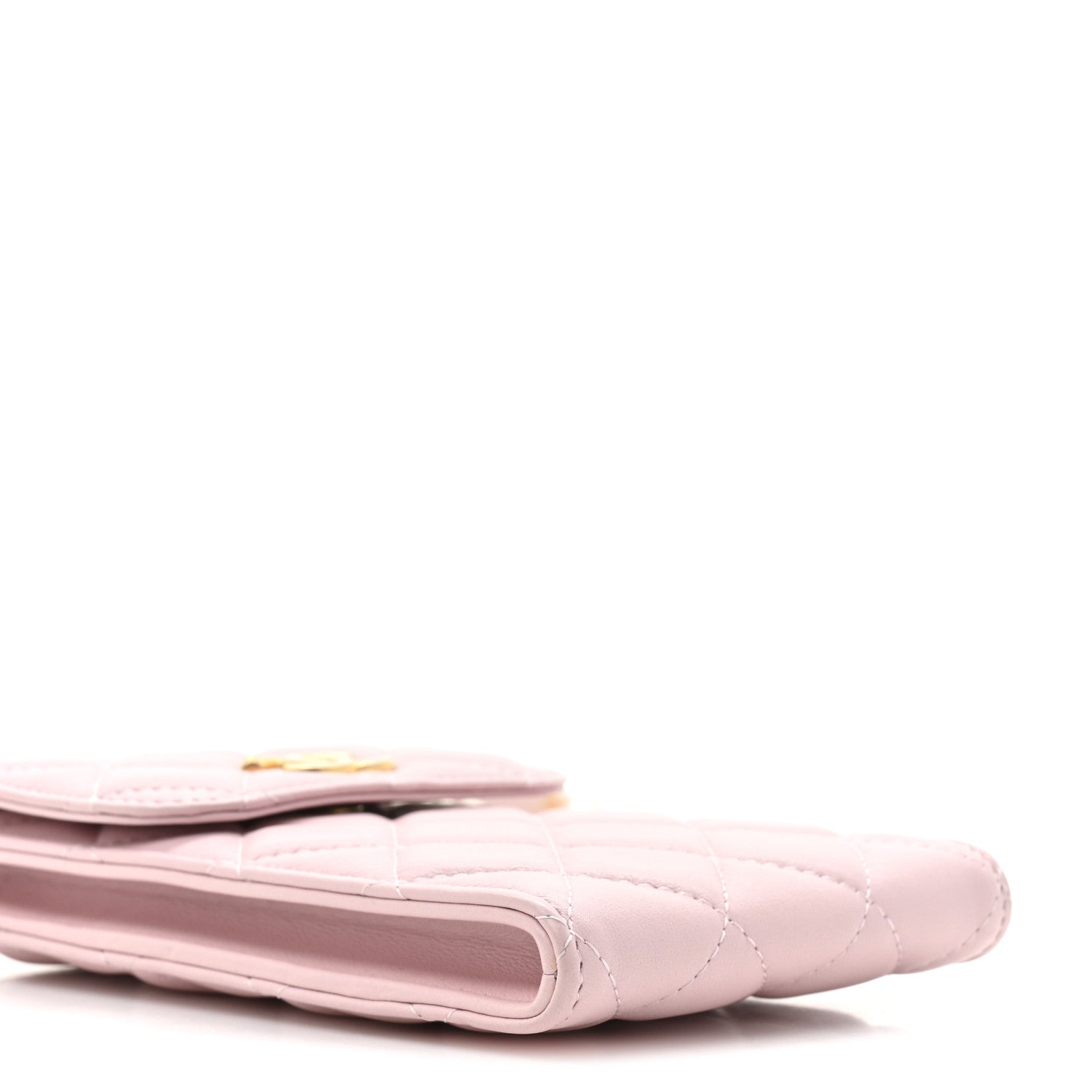 Lambskin Quilted Pearl Phone Holder With Chain Pink