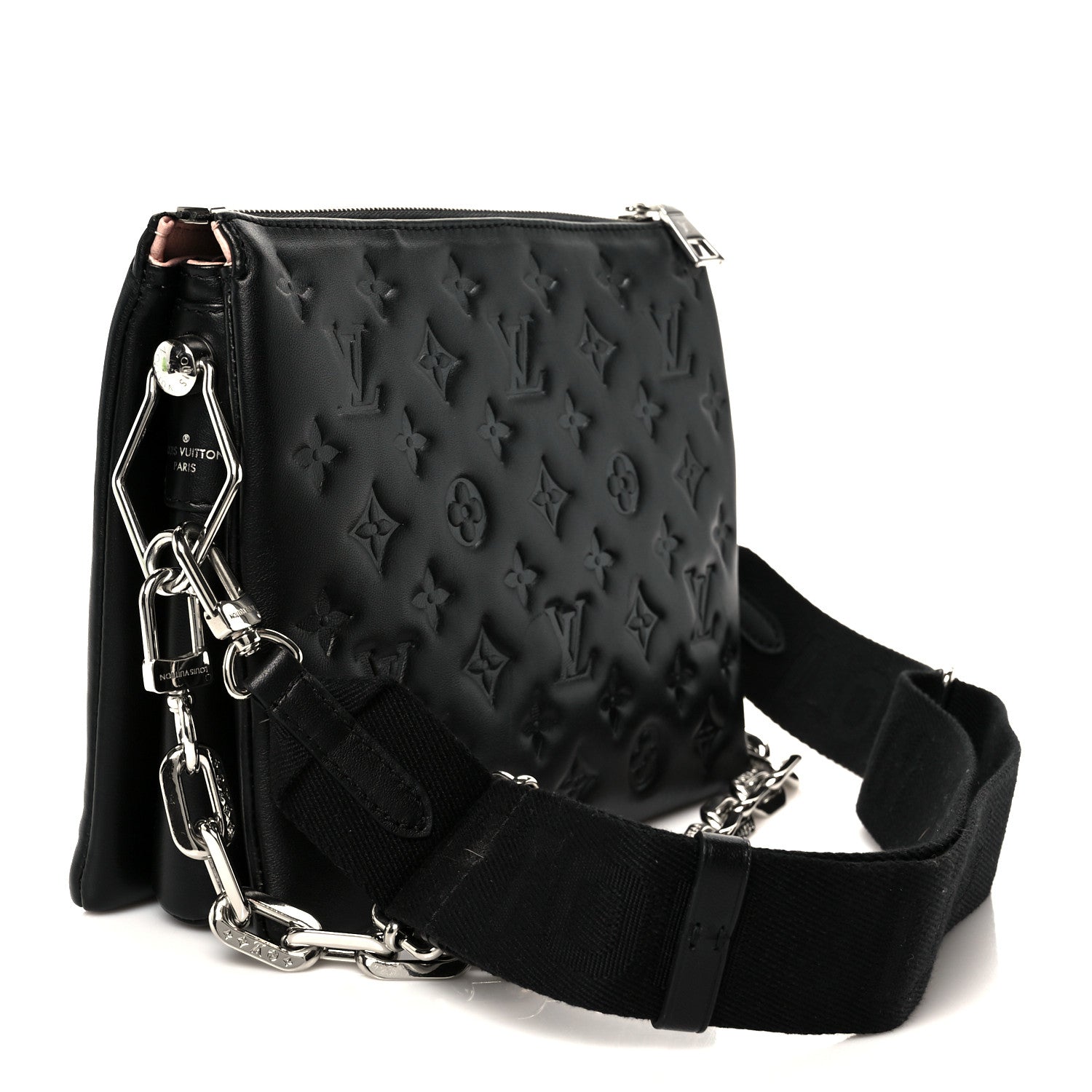 Lambskin Embossed Monogram Coussin PM Black