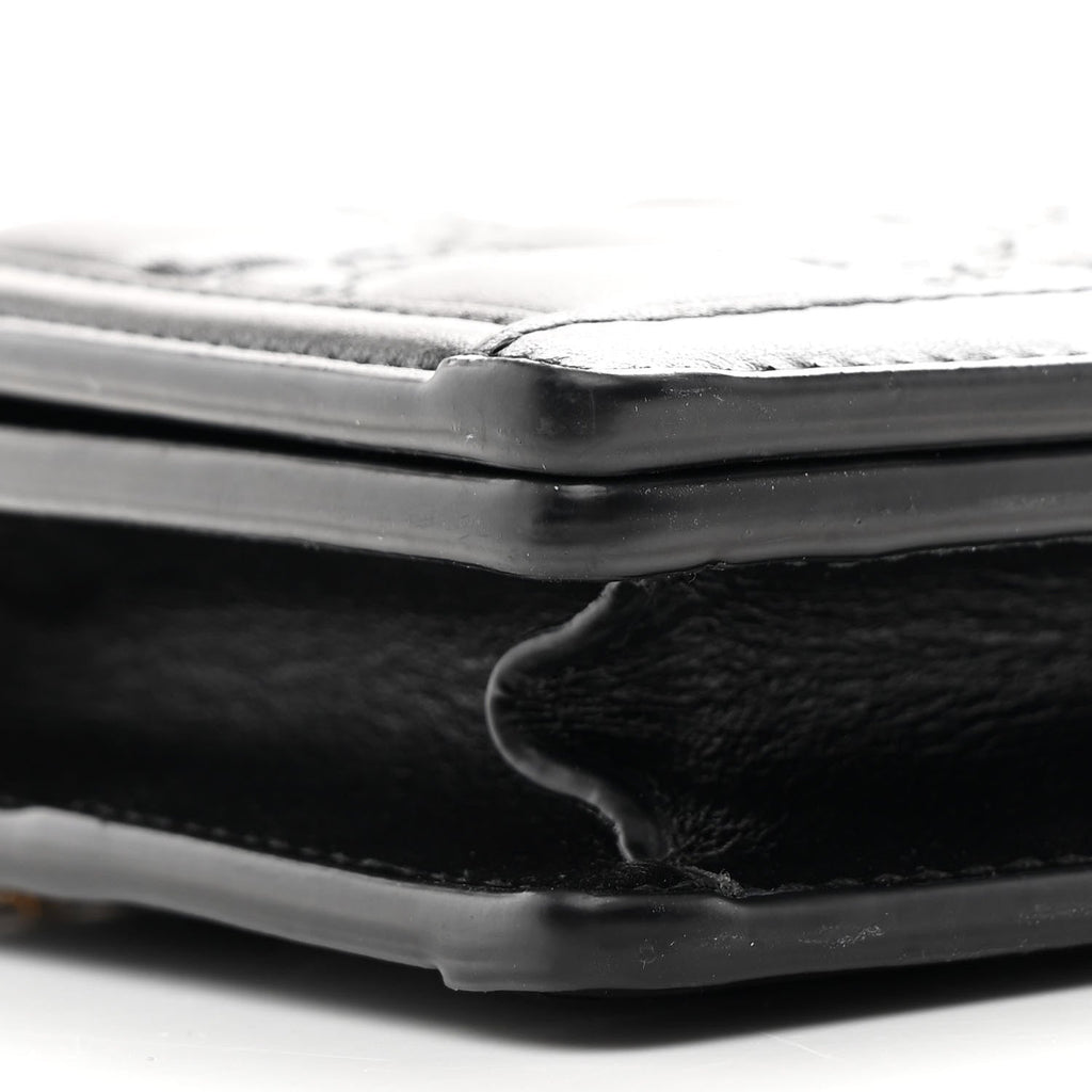 Calfskin GG Matelasse Chain Wallet Black