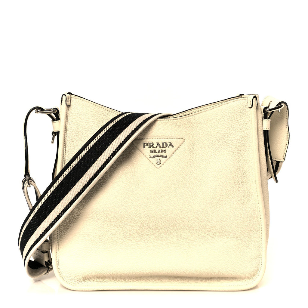 Vitello Daino Soft Hobo Messenger Bag White
