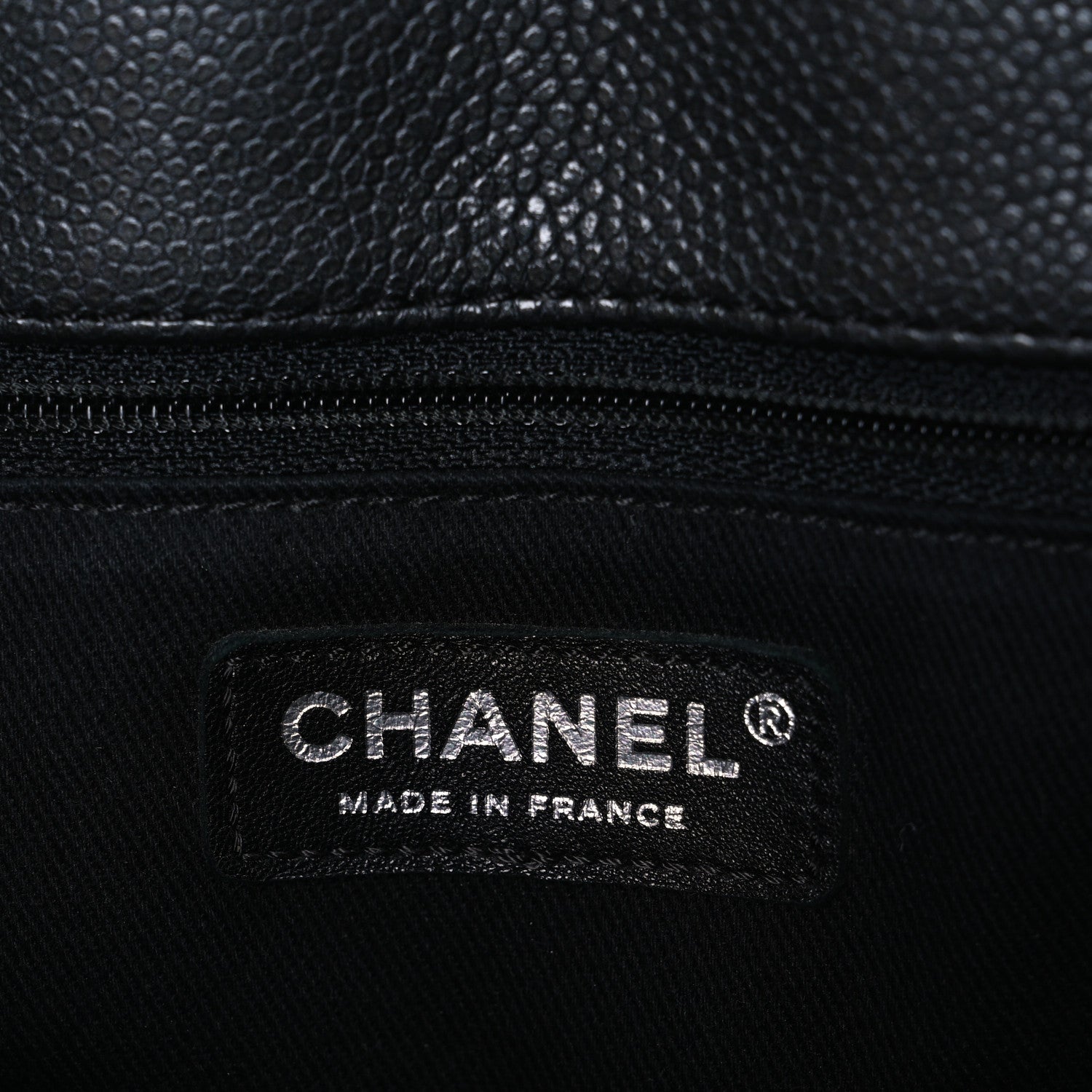 Metallic Grained Calfskin Medium Woven Chain Shopping Bag Black