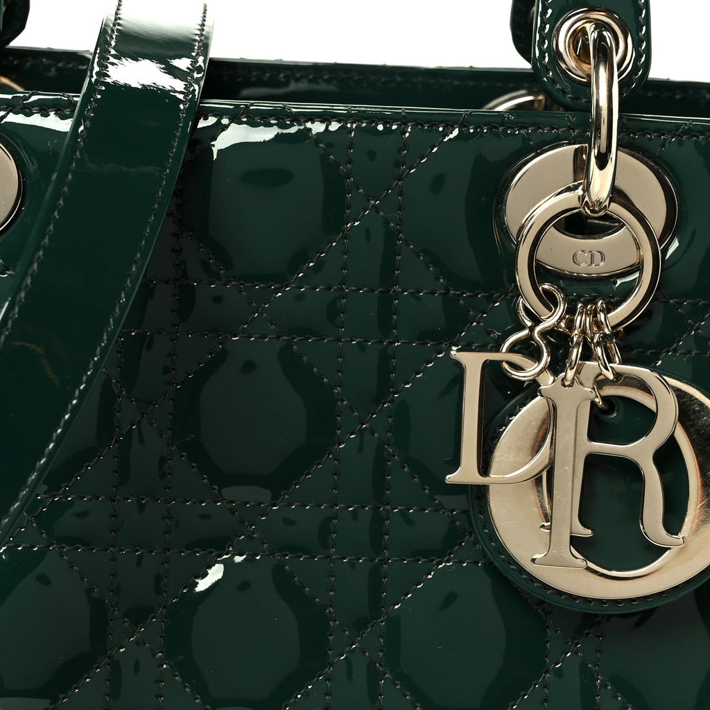 Patent Cannage Medium Lady Dior Pine Green