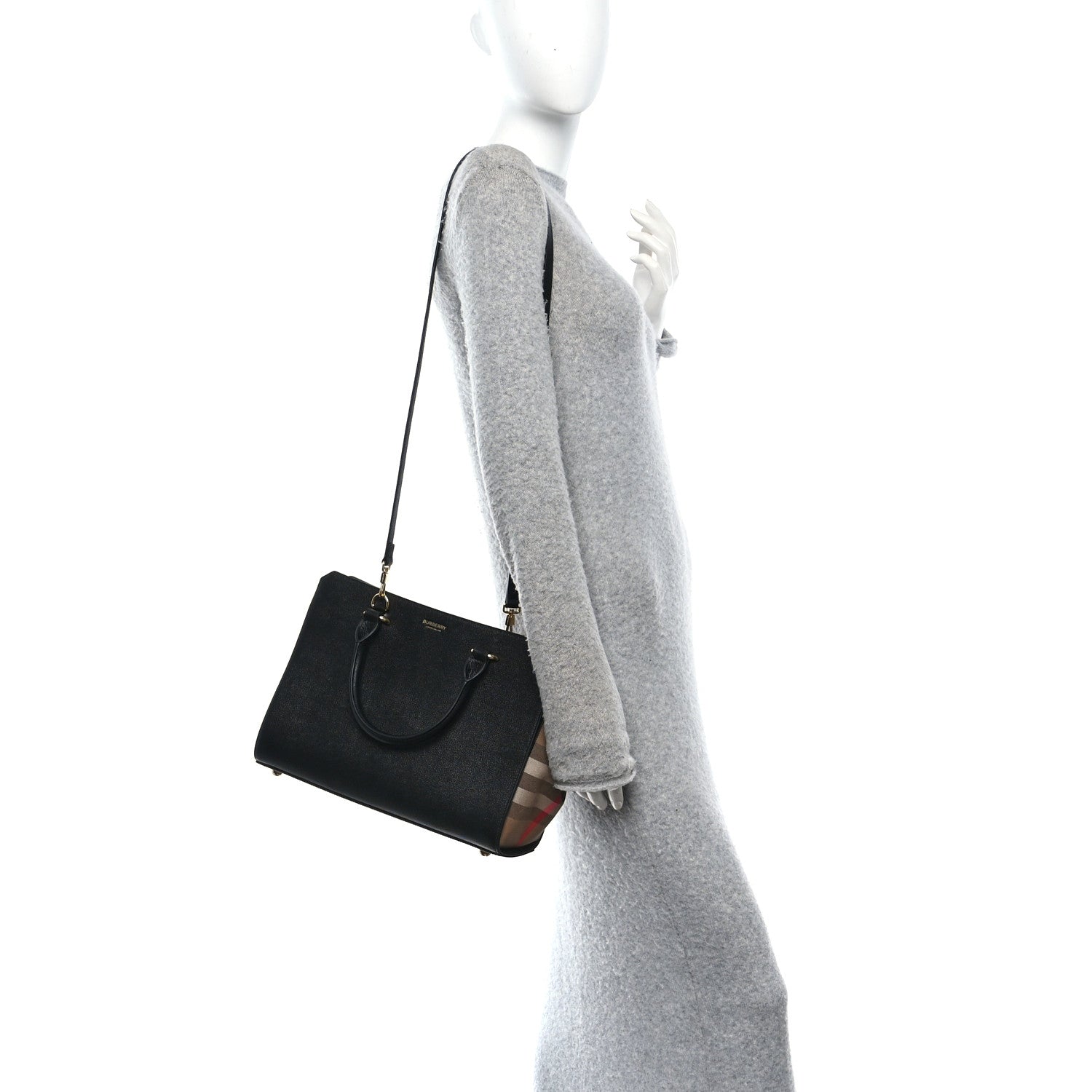 Calfskin Mega Check Small Banwell Tote Black