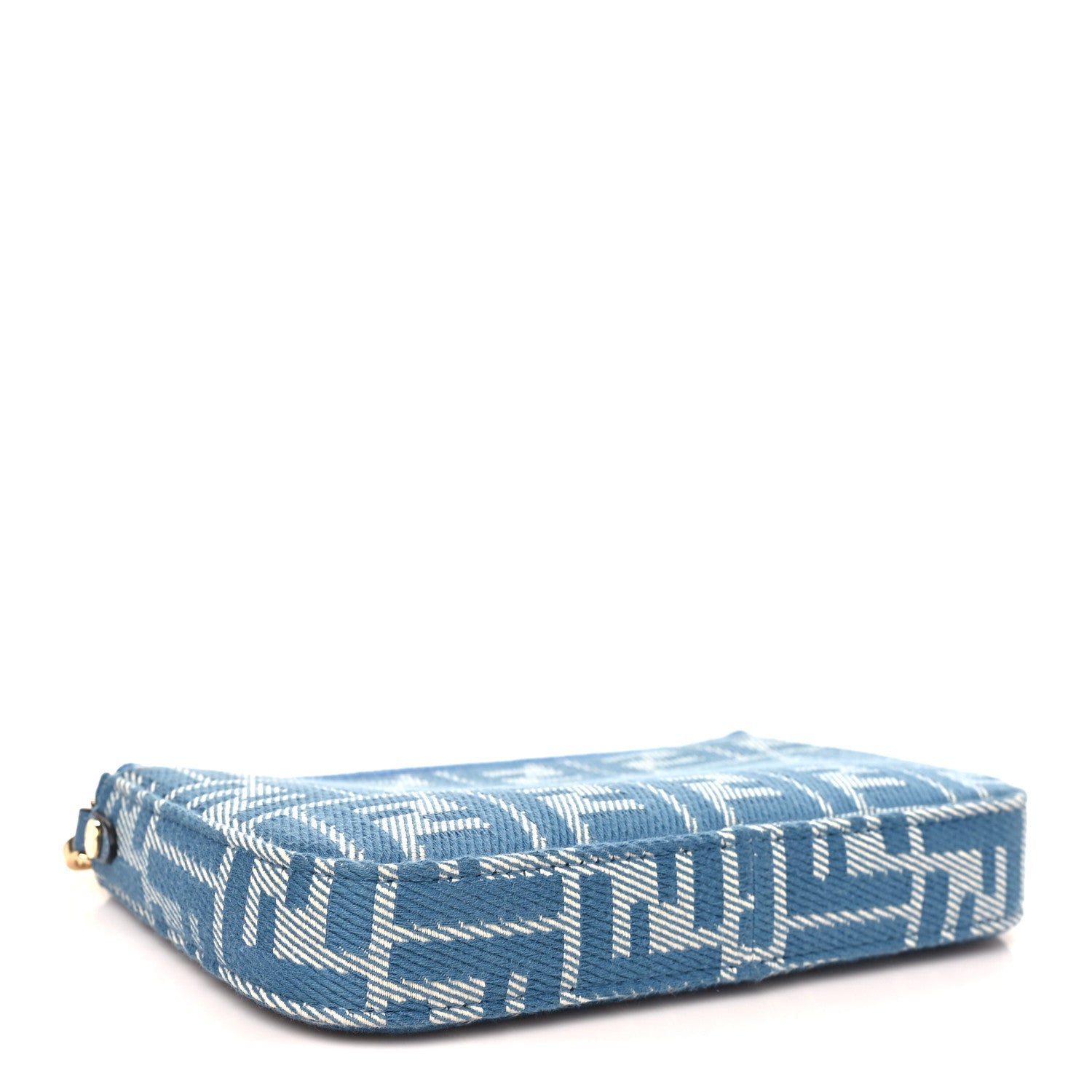 Denim Effect Fabric Jacquard FF Baguette Pouch Blue