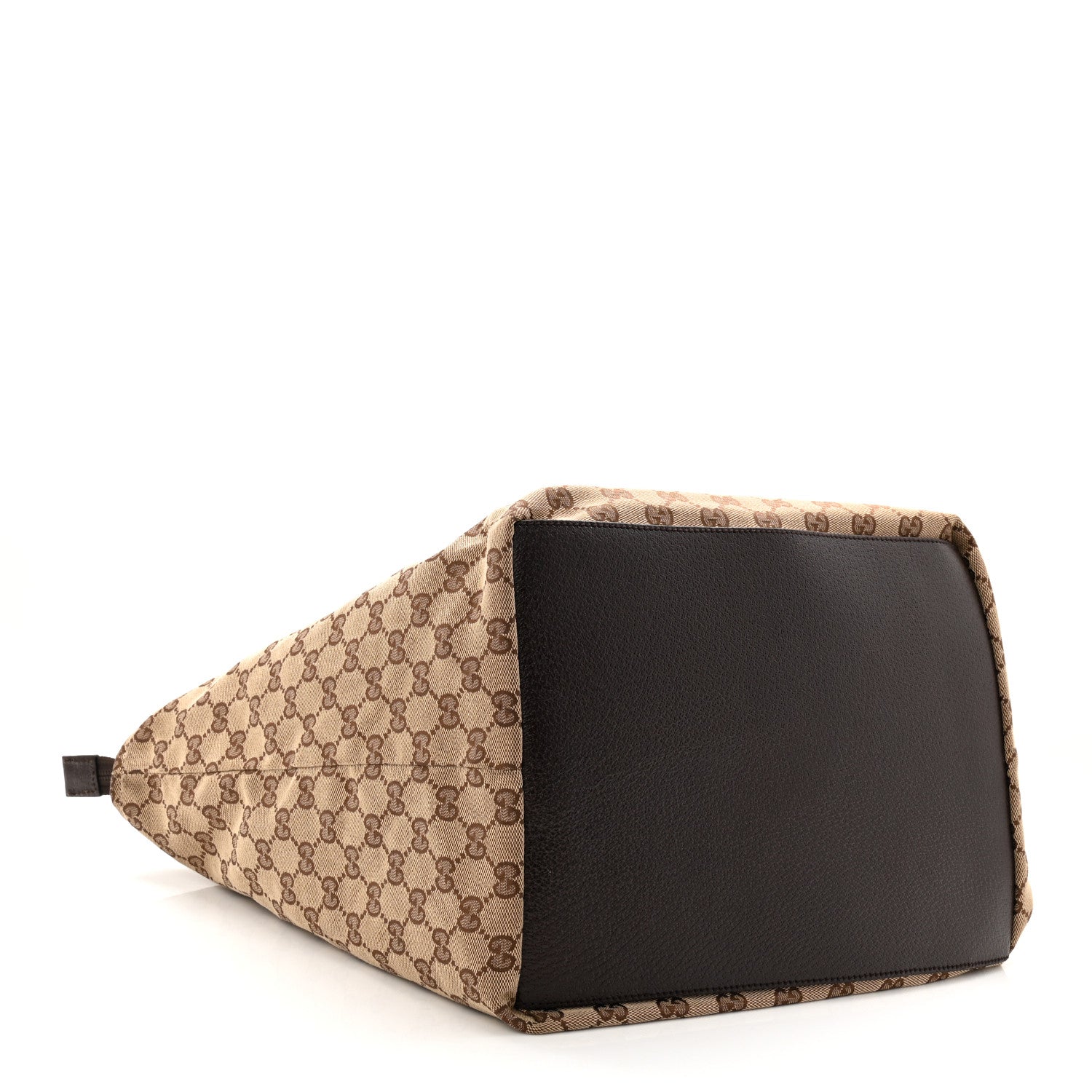 GG Monogram Large Web Handle Bucket Tote Dark Brown