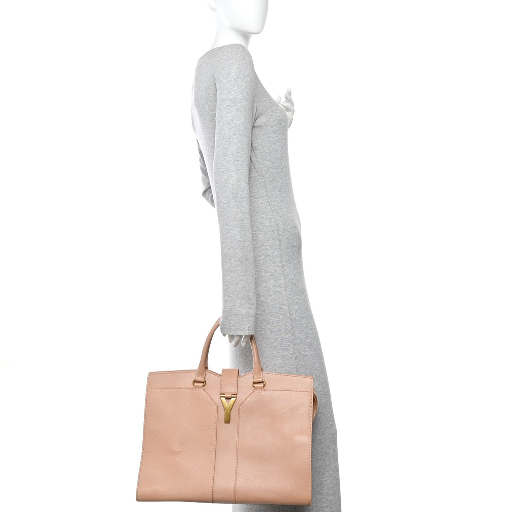 Textured Calfskin Large Cabas ChYc Beige