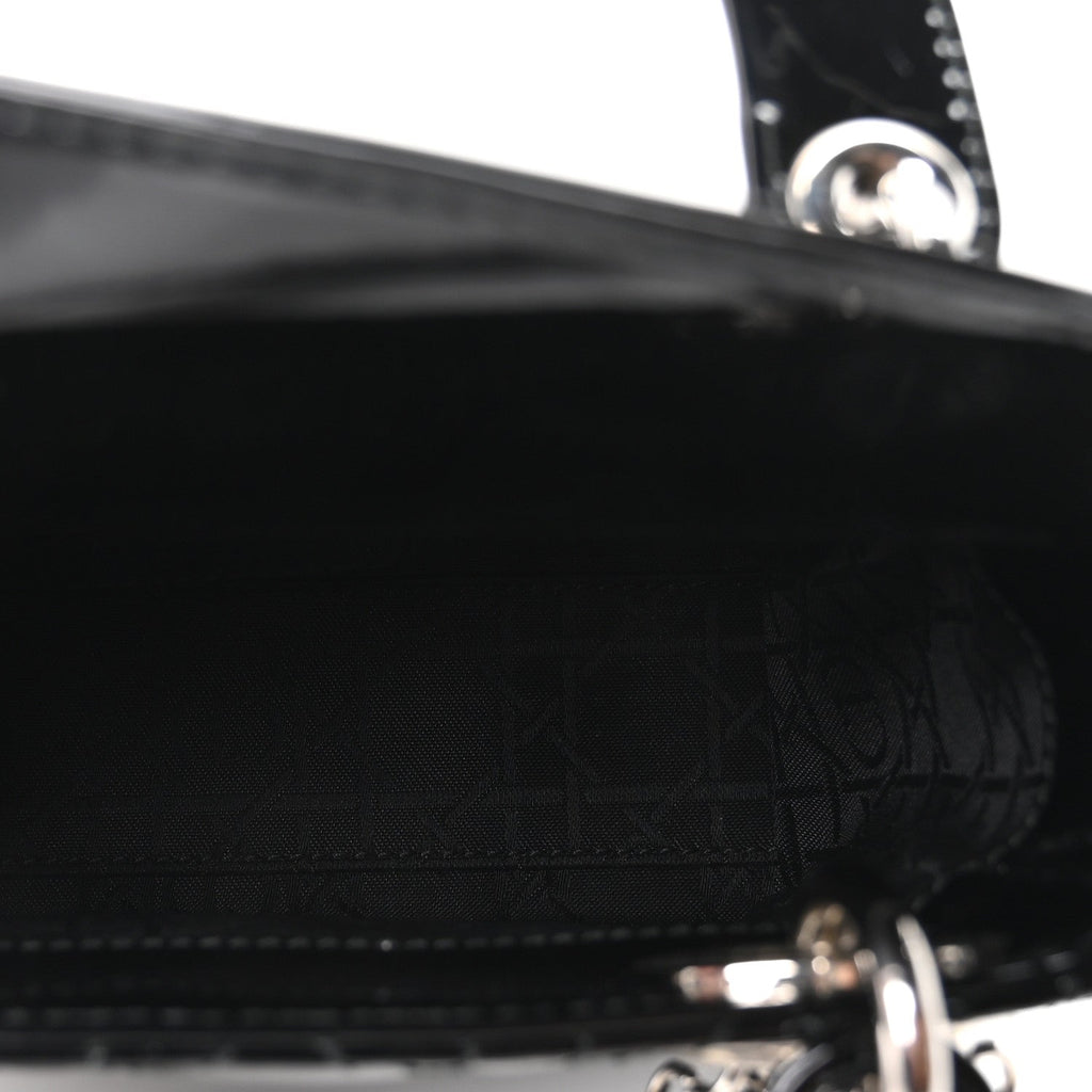 Patent Cannage Mini Lady Dior Black