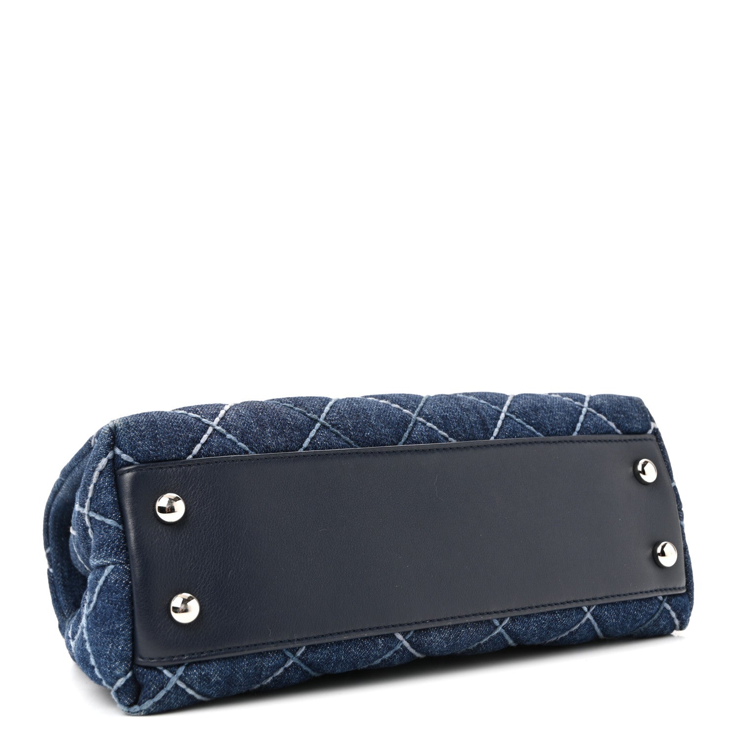 Denim Quilted Mini Coco Handle Flap Blue