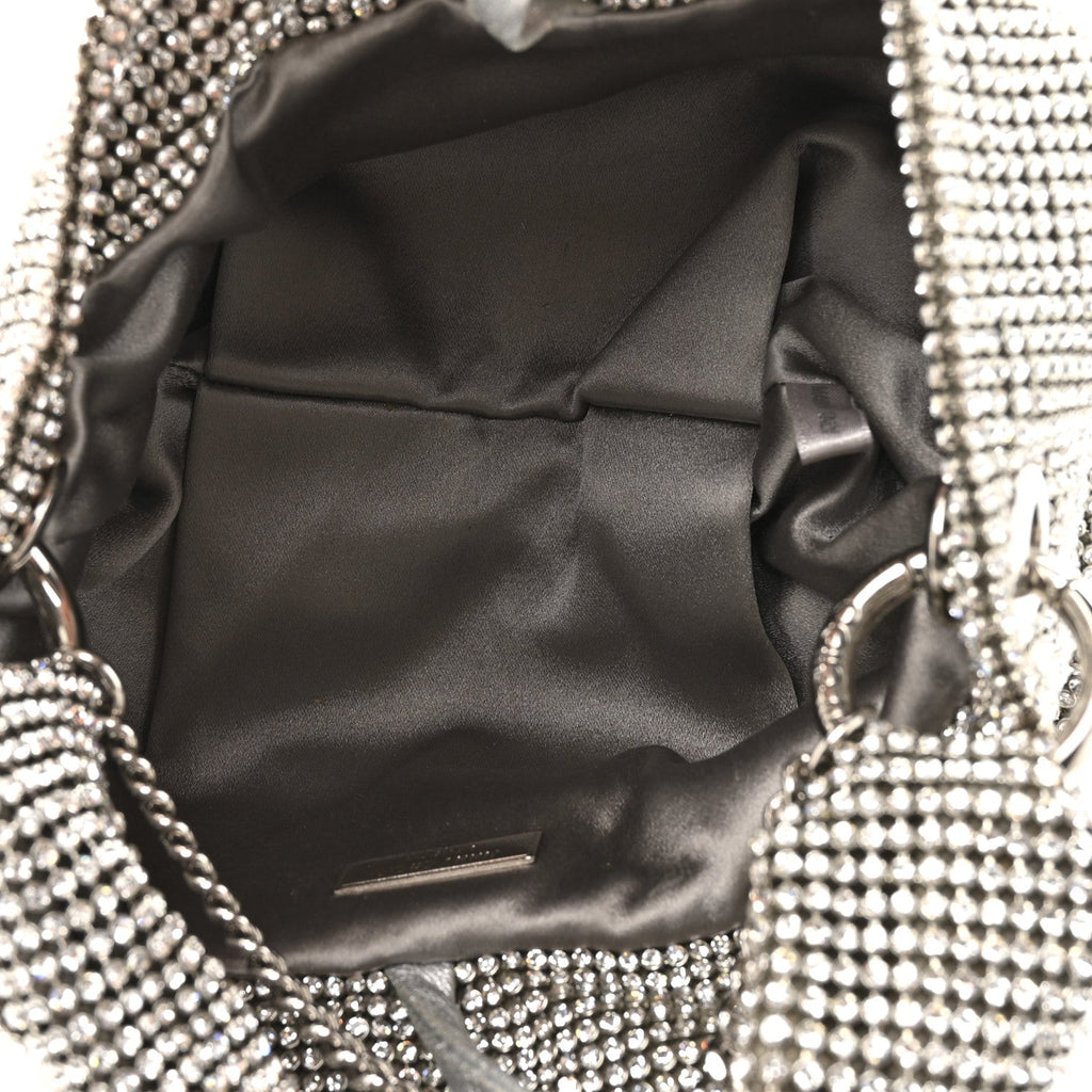 Satin Crystal Embellished Bonny Shoulder Bag Silver