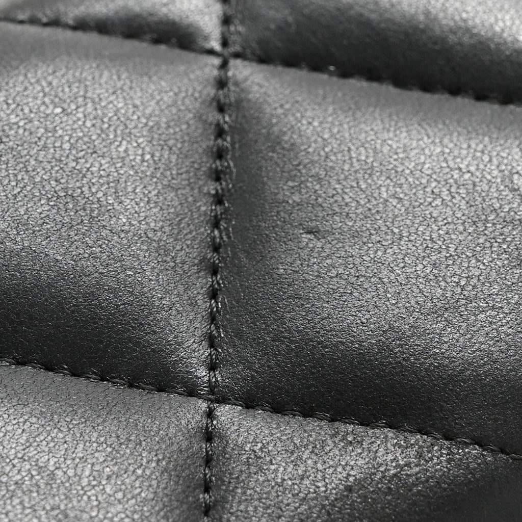 Lambskin Quilted Chanel 19 Flap  Holder Black