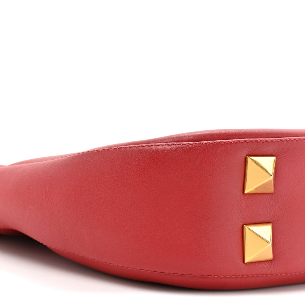 Calfskin Stud Sign Zip Hobo Rosso Valentino