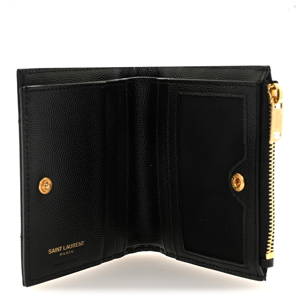 Grain De Poudre Matelasse Chevron Monogram Zipped Two-Part Wallet Black