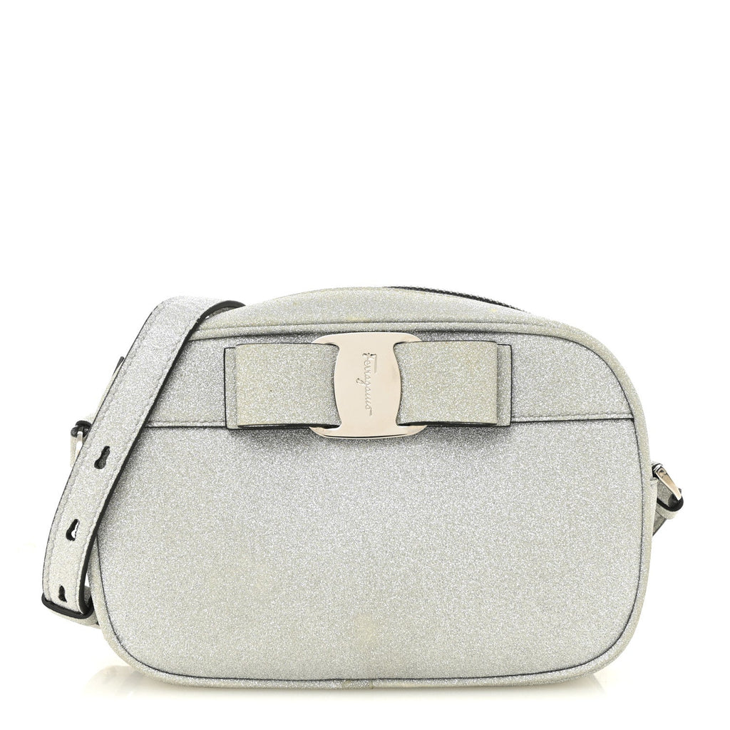 Rainbow Glitter Vara Bow Camera Bag Silver