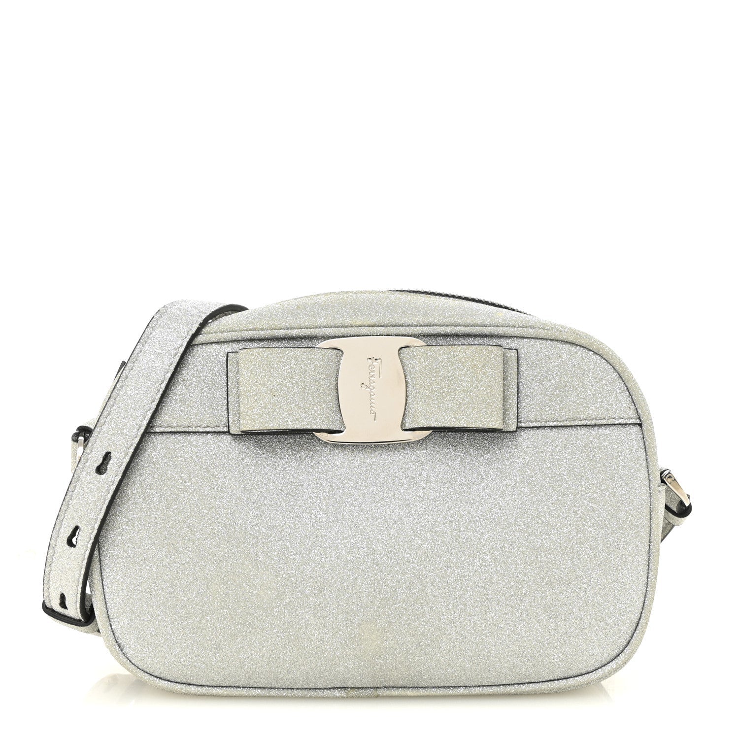 Rainbow Glitter Vara Bow Camera Bag Silver