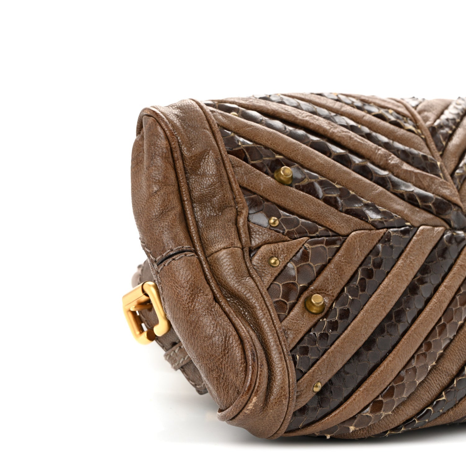 Snakeskin Grained Calfskin Chevron Paddington Brown