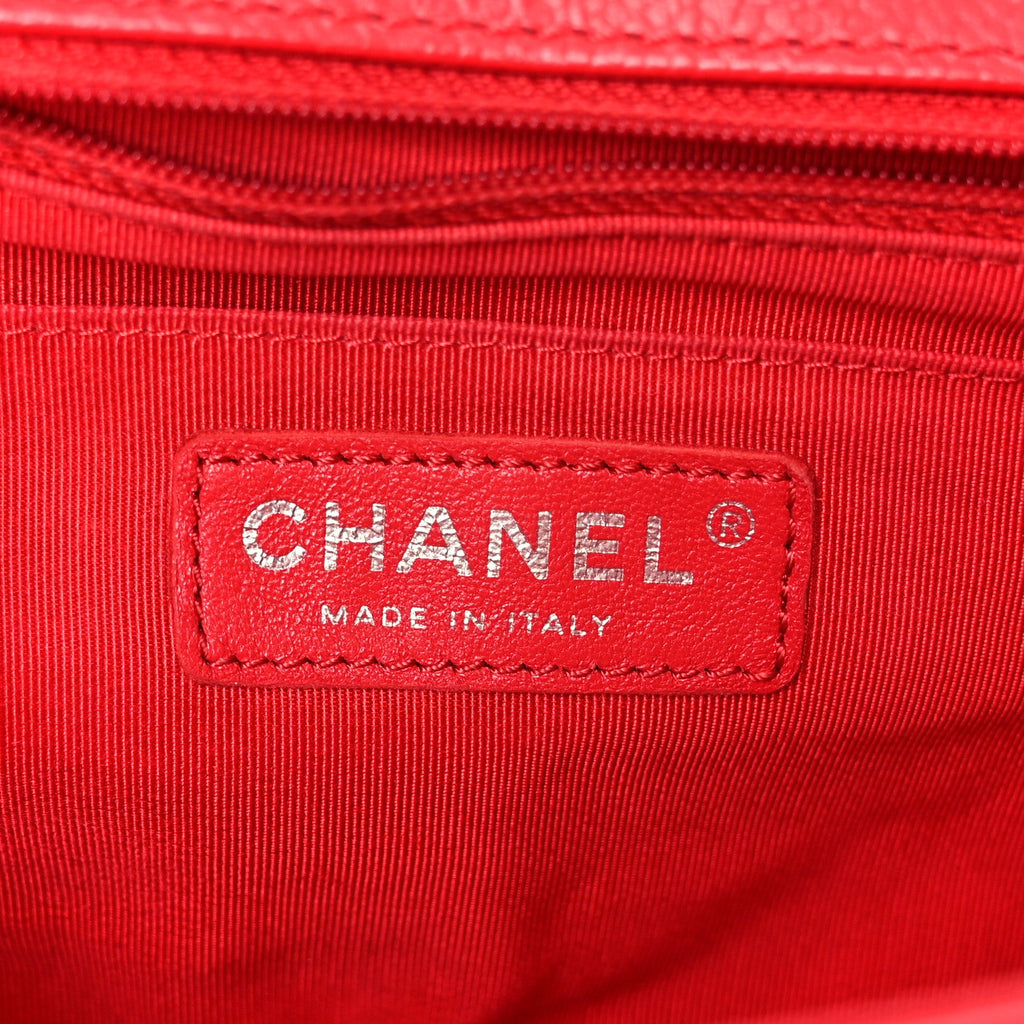 Caviar Chevron Quilted Single Flap Red