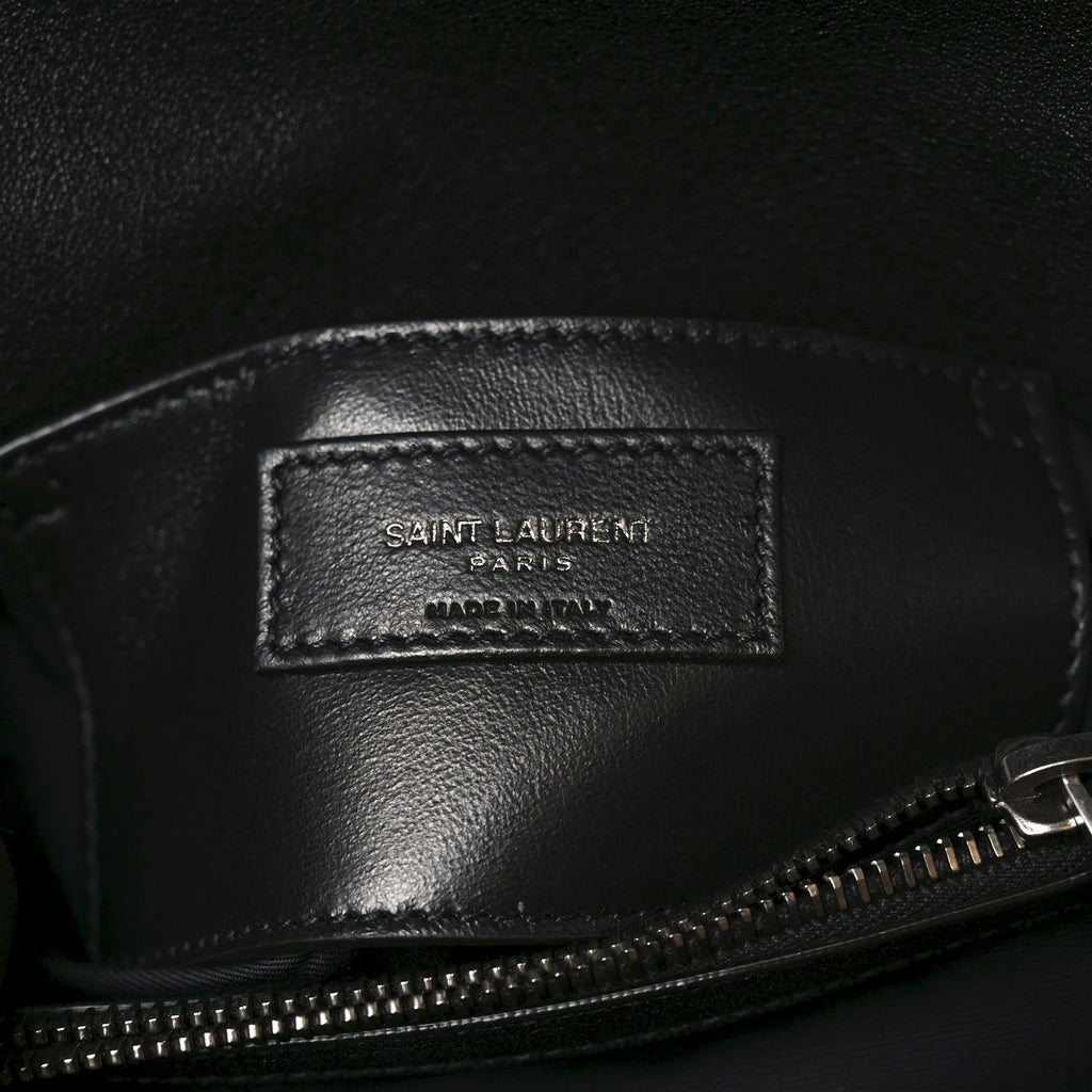 Sheepskin Matelasse Chevron Monogram Medium College Bag Black